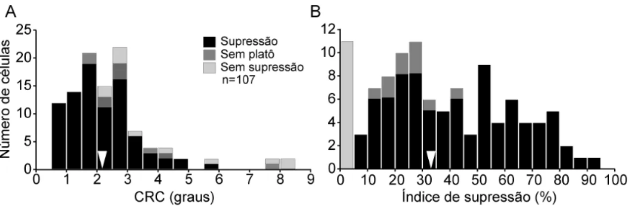 FIGURA  5.2.4:  Distribuição  do  tamanho  de  CRC  (A)  e  do  índice  de  supressão  (B)  de  acordo  com a classificação do perfil de resposta