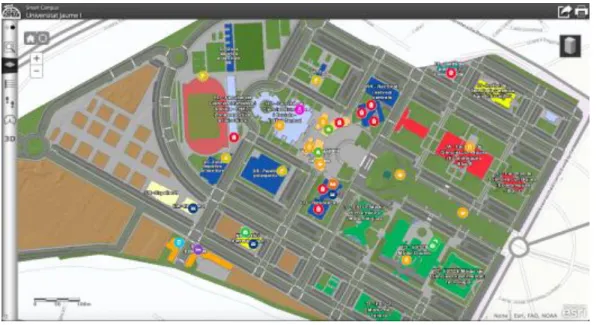 Fig 3.1. – First version of a Smart Campus Web Visor at UJI. 