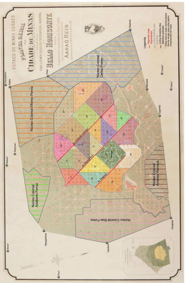 FIGURA 7  – Divisão da Cidade em distritos policiais, 1898  FONTE: Minas Geraes, 1895d 