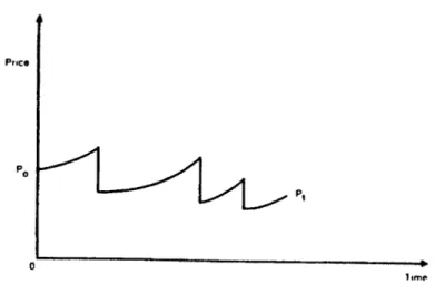 Fig, 2.7, - Trajectória do preço com descobertas nâo antecipadas (FISHER, 1981: 56). 