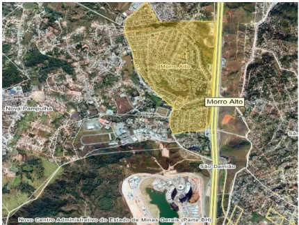 FIGURA 3- Mapa de Vespasiano, com imagem de satélite do Conjunto Morro Alto  Fonte: Prefeitura de Vespasiano- PDP (2006) e Google Earth (2011/2012)   Elaboração: VIANA, I.F 2011 