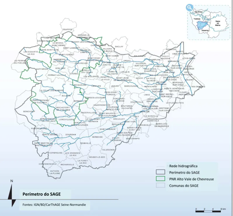 Figura 4: Perímetro do SAGE Orge-Yvette - Esquema de Planejamento e Gestão das Águas.   Fonte: CLEa (2011)