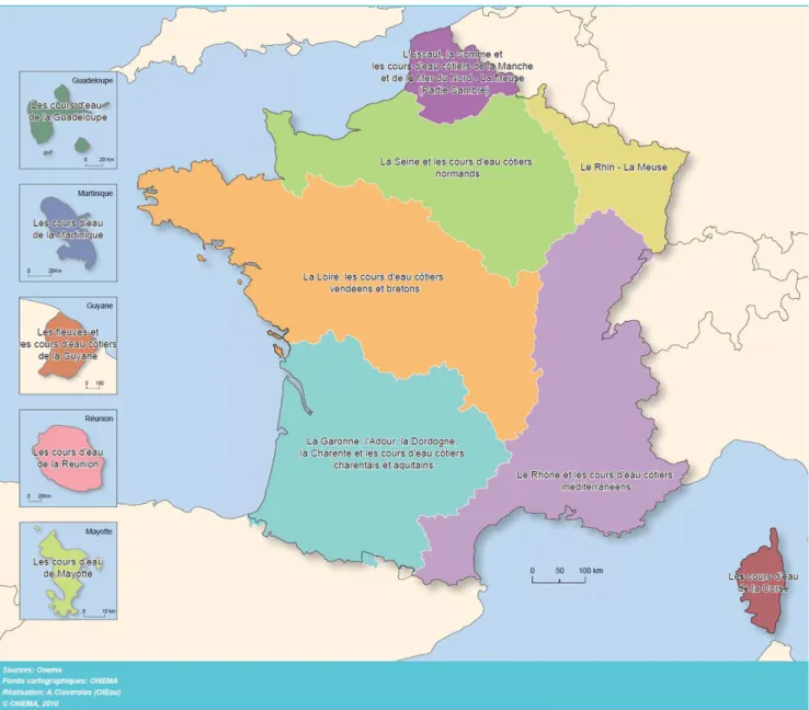 Figura 7: As grandes bacias hidrográficas francesas.  Fonte: http://www.gesteau.eaufrance.fr 