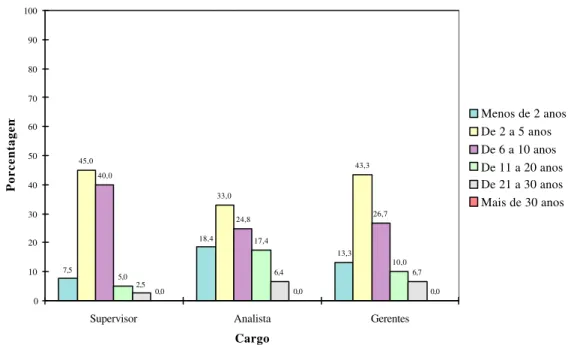 GRÁFICO 10 - Tempo que exerce a função atual, por nível funcional.