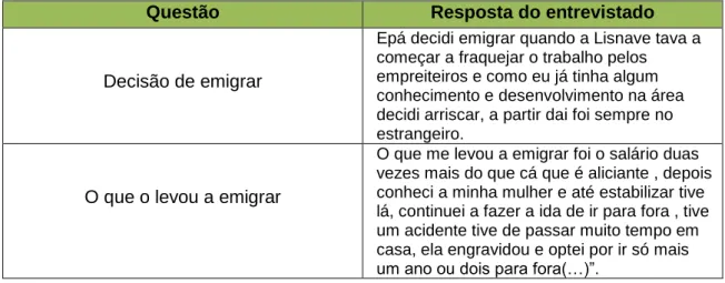 Tabela 12 Entrevistado E 