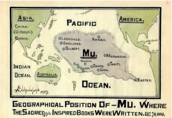 FIG. 16: Localizado entre a América e o Oriente, um suposto continente perdido por  abalos sísmicos assemelha-se às camadas perdidas da memória, cuja reconstrução  só pode ser operada de maneira ficcional, não perdendo, com isso sua potência