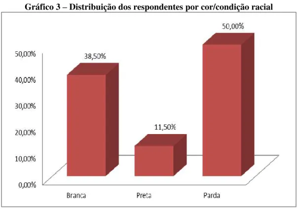 Gráfico 3 – Distribuição dos respondentes por cor/condição racial 