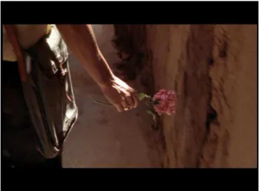 Figura 9 – A câmera acompanha o movimento da flor que Biá leva para Teresa.    