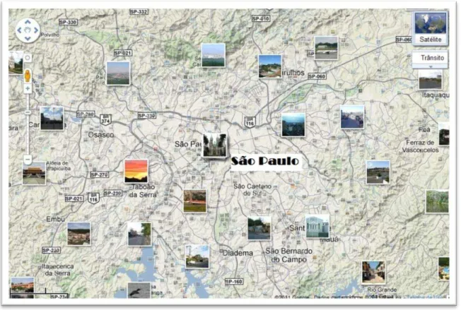 Figura  17_Parte  do  mapa  da  cidade  de  São  Paulo,  capital,  com  fotos  postadas  por  usuários  do 