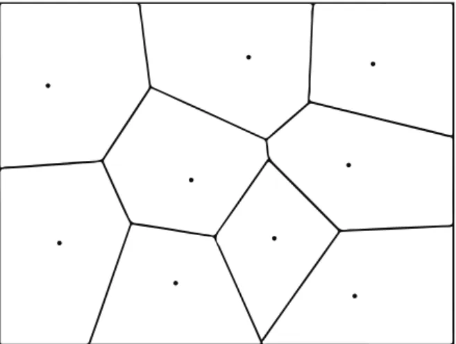 Figura 2.1: Diagrama de Voronoi de um ambiente no qual cada ponto representa um obstáculo.