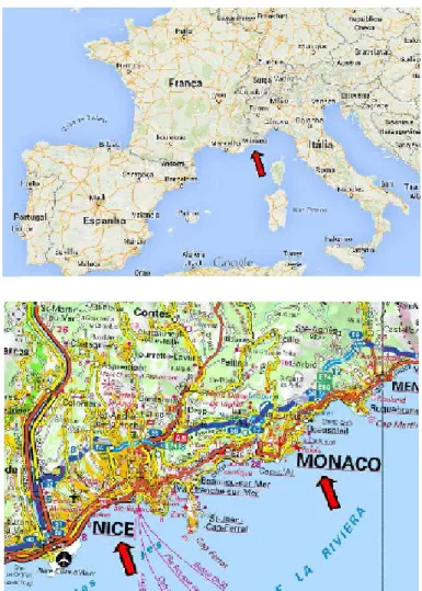 Figura 15 – Mapas de Nice e de Mónaco (sem escala gráfica).