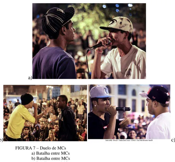 FIGURA 7  – Duelo de MCs  a) Batalha entre MCs  b) Batalha entre MCs  c) Batalha entre MCs  Fonte: Pablo Bernardo