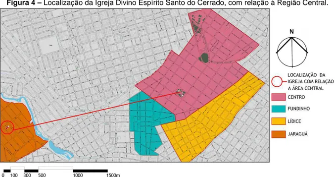 Figura 4 – Localização da Igreja Divino Espírito Santo do Cerrado, com relação à Região Central