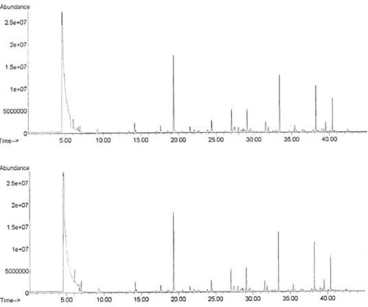 Fig. 2    Chromatograms of  replicate heated EVOO under  the optimized HS–SPME  condi-tions