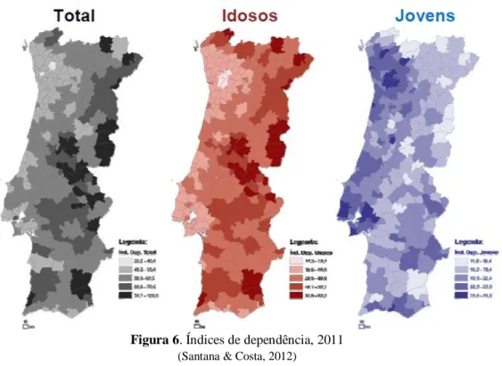 Figura 6. Índices de dependência, 2011  (Santana &amp; Costa, 2012) 