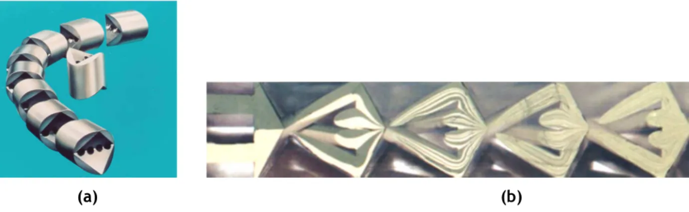 Figure 6 a) ISG pipeline inserts; b) horizontal cut of 5 mixing chambers of ISG mixer[16] 