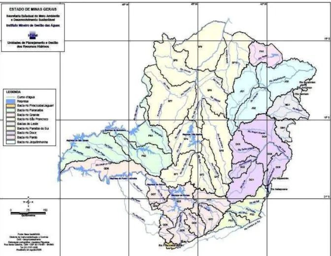 Figura 3: Unidades de planejamento e gestão dos recursos hídricos em MG (IGAM,  2010) 