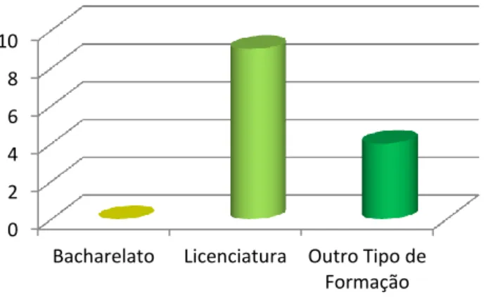 Gráfico 8 - Habilitações dos docentes inquiridos 