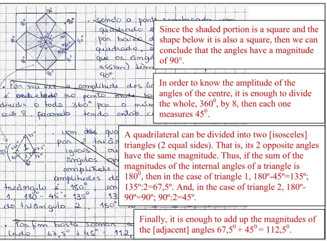 Figure 13. The first Catarina’s strategy to solve the problem “Thinking about angles” 