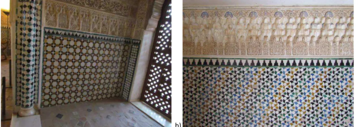 FIGURA  1:  (a,b):  Detalhe  dos  revestimentos  cerâmicos  do  Palácio  de  Comares,  em  Alhambra