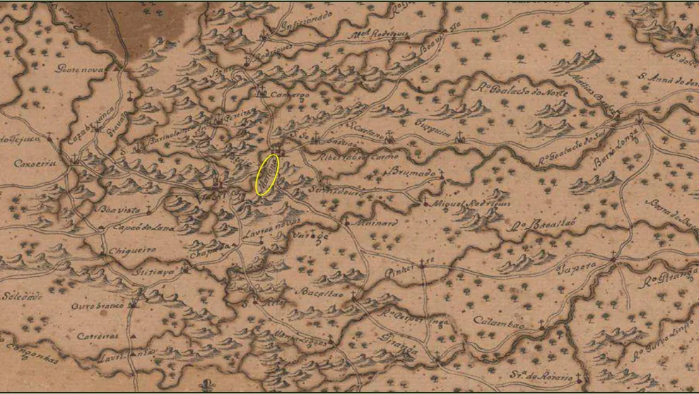 Figura 2: Fonte: A cidade de Mariana e seu termo. A daptado do “Mappa da Comarca de Villa Rica” José Joaquim da Rocha, 1779