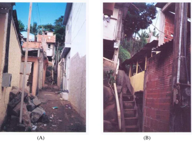 FIGURA 2.4  (A) e (B) -   Imagens de casas em Mangue Seco - Vitória - ES – 10/2004 