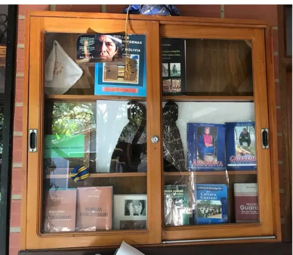 Figura 4: Livros expostos na recepção da Teku Guarani, agência indígena de educação vinculada à APG 