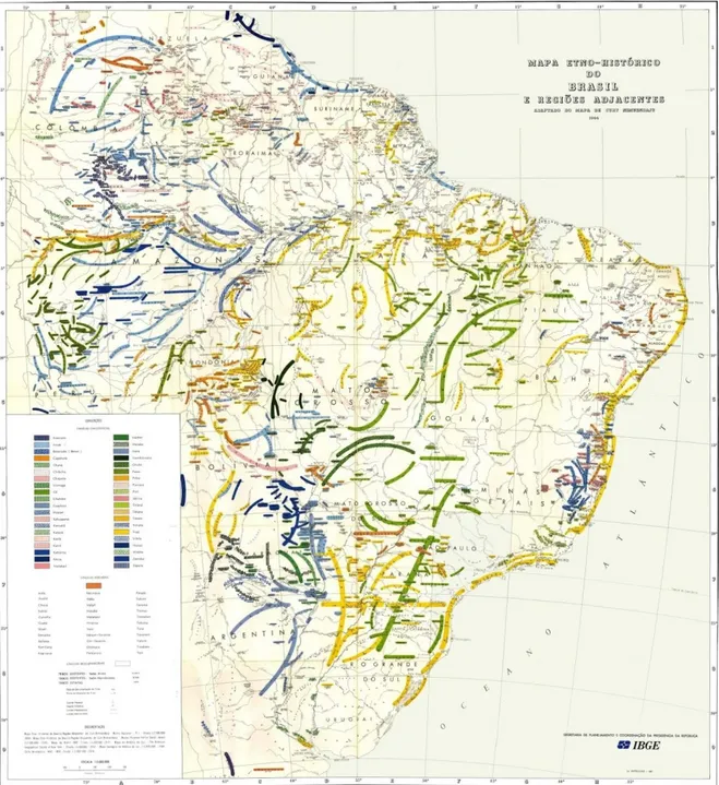 Figura 1: Mapa etno-histórico do Brasil e regiões subjacentes 