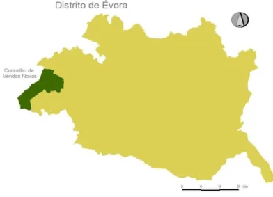 Figura 1 - Localização do Concelho de Vendas Novas no Distrito de Évora 