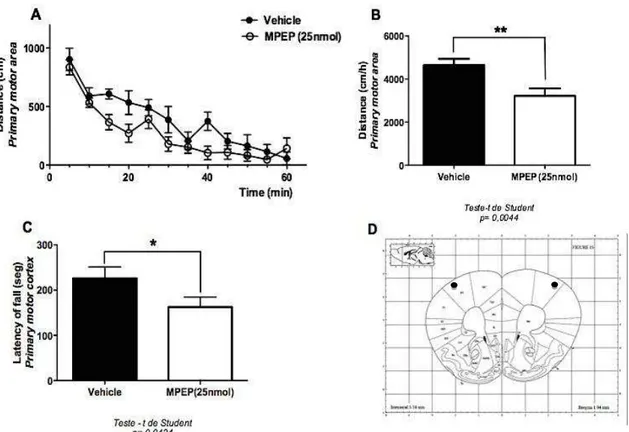 Figura  7:  MPEP  reduz  aatividade  motora  quando  injetado  no  córtex  motor 