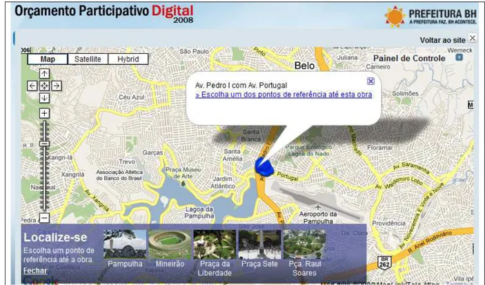Figura 04: Mapa e referência de localização da obra. Fonte: site OPD (2008).