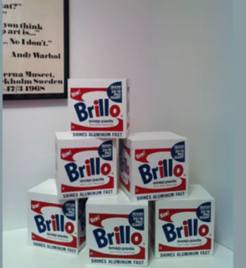 Figura 1 – Brillo Boxes, 1964 – Brilloboxar – de Andy Warhol – Réplica de 1990  doada em 1995 por Pontus Hultén ao Moderna Museet em Estocolmo