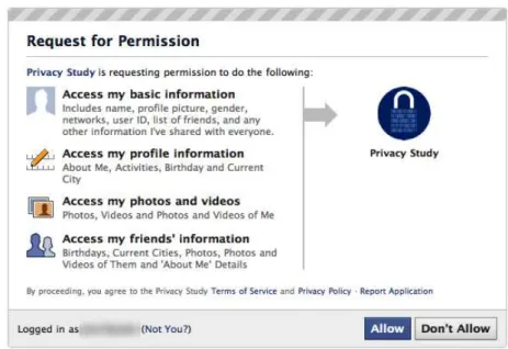 Figure 3.2. Permission dialog box presented to participants while installing the Privacy Study application