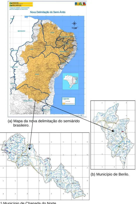 Figura 4.1 – Localização dos municípios estudados dentro do semiárido brasileiro.
