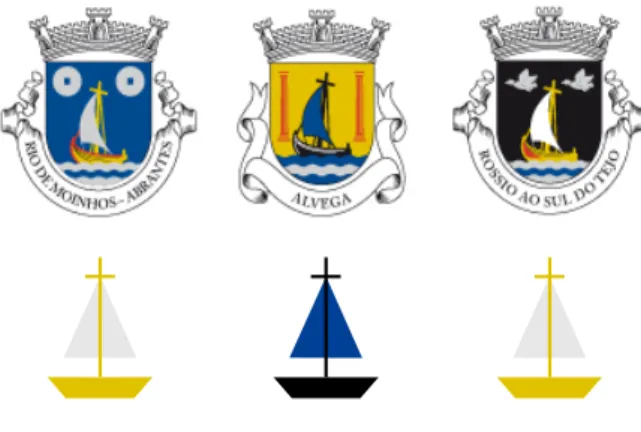 Fig 12 -  O barco encontra-se presente nos três brasões destas três  freguesias, sendo a única diferença a cor.
