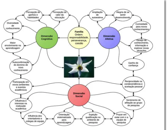 Figura  2  -  Teia  de  aprendizagens  de  Narciso:  dimensões  autodeclaradas  como  mobilizadoras para a ação e aprendizagem no Provoc na UFMG