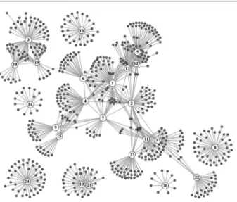 Figure 2. Representation of the co-authorship graph of the most  productive authors.