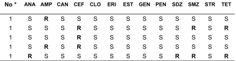 Tabela   8  -   Perfil   de   resistência  segundo   o   NCCDS   (1994,   1997)   das   amostras   de   C