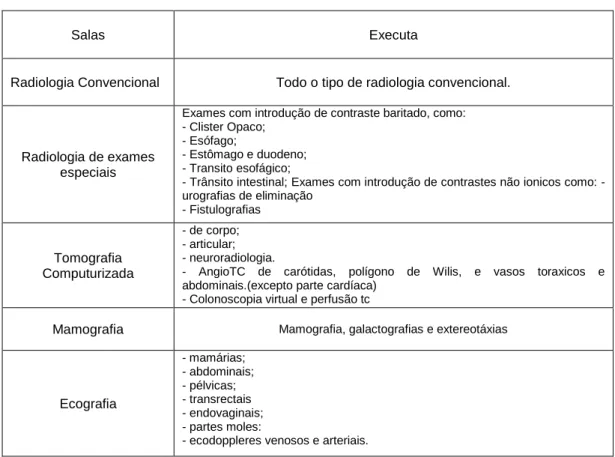 Tabela 18 – Tipologia de exames executados no serviço de radiologia da ULSNA   
