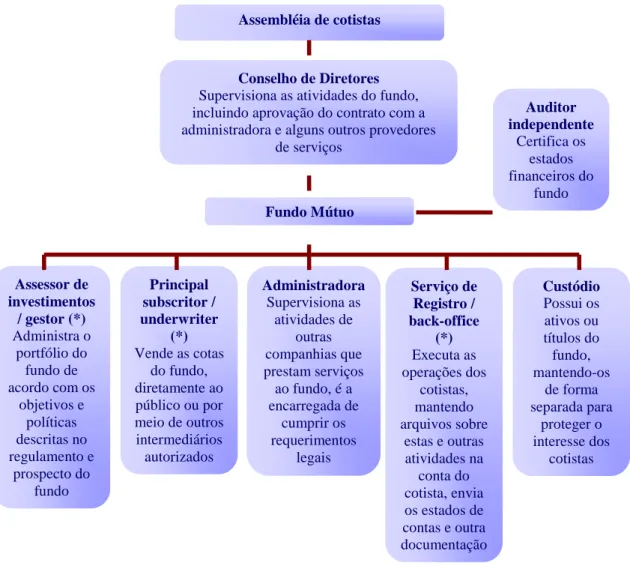 FIGURA 3 - A estrutura de funcionamento de um fundo mútuo 