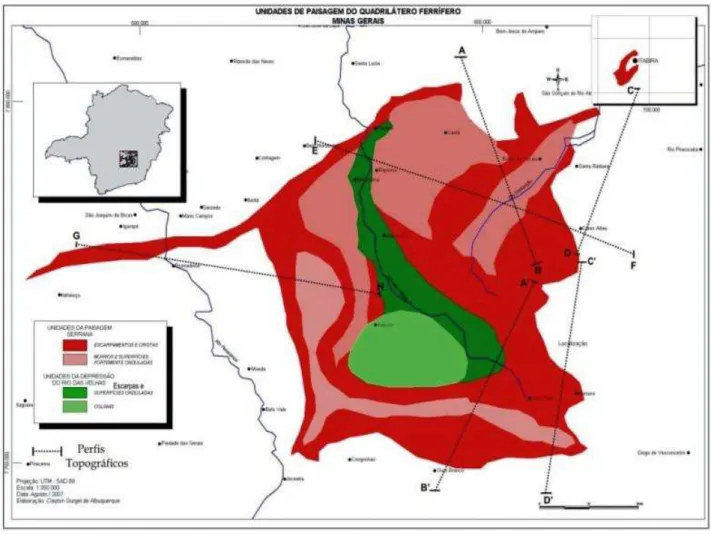 FIGURA 10: Mapa das Unidades de Paisagem do Quadrilátero Ferrífero 