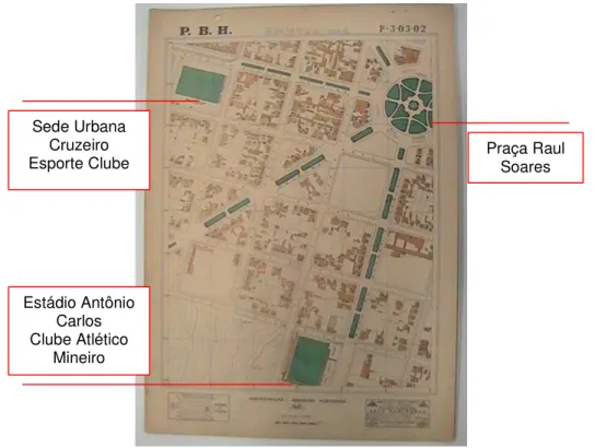 FIGURA 2 – Mapa de localização do Estádio Antônio Carlos no Bairro de Lourdes em 1942