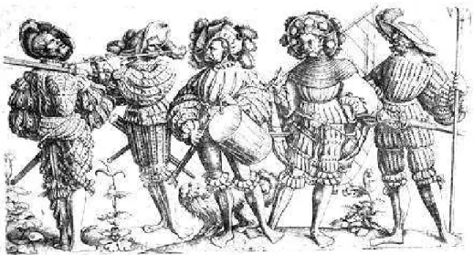 FIGURA  2    Landsknecht.  Gravura  de  D aniel H opfer,  c.  1530.  (Font e: http://en.w ikipedia.org/w iki/Lands knecht) 