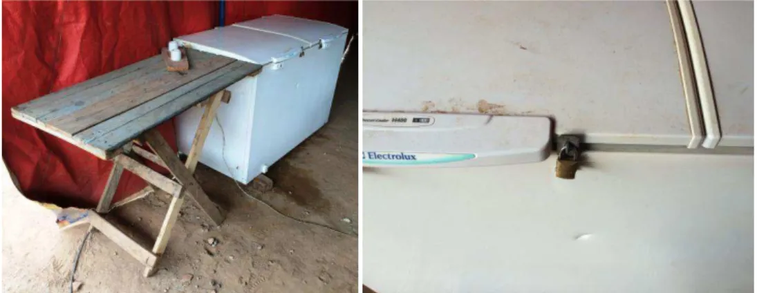FIGURA 5 - Freezer trancado com cadeado para evitar furtos  Fonte: Arquivos de pesquisa