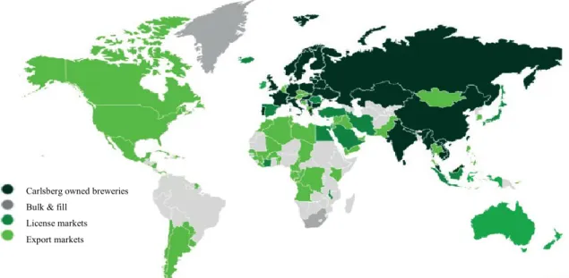 Figure 13: Global Presence of Carlsberg (Oeming et al., 2019) 