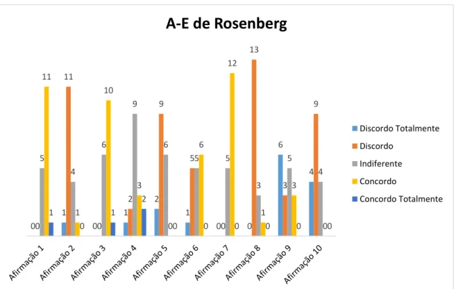 Figura 2. Resultados obtidos no questionário de A-E de Rosenberg aplicado na I Fase