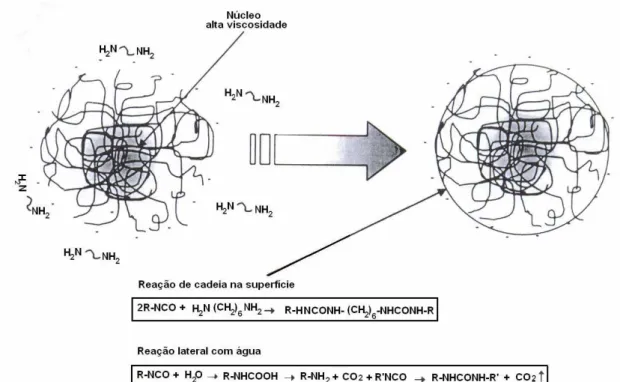Figura III.5- Representação da reação de extensão de cadeia em dispersões aquosas  de poliuretano
