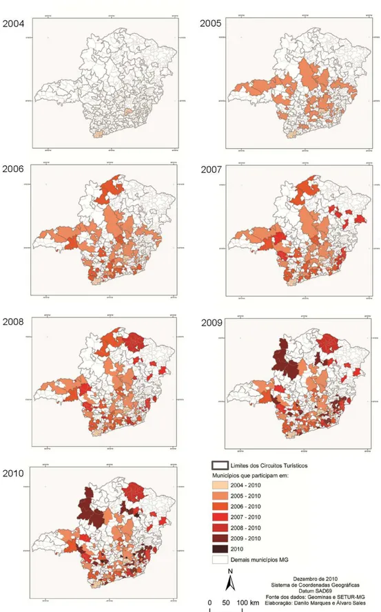 Figura 3 – Evolução dos municípios participantes de Circuitos Turísticos (2004- (2004-2010) 
