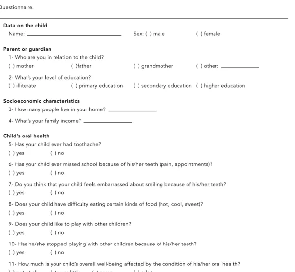 Figure 1 Questionnaire.