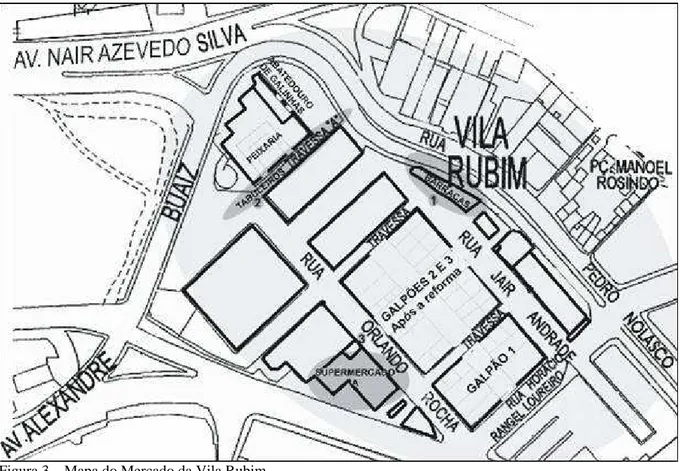 Figura 3 – Mapa do Mercado da Vila Rubim  Fonte: adaptado de material cedido pela ACVR  